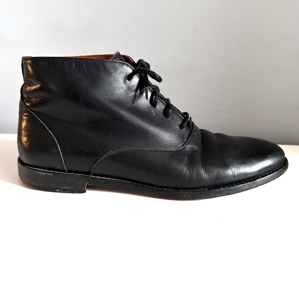 Classic Black Leather Ankle Boots - Women's Lace-Up Booties - Picture 3 of 11